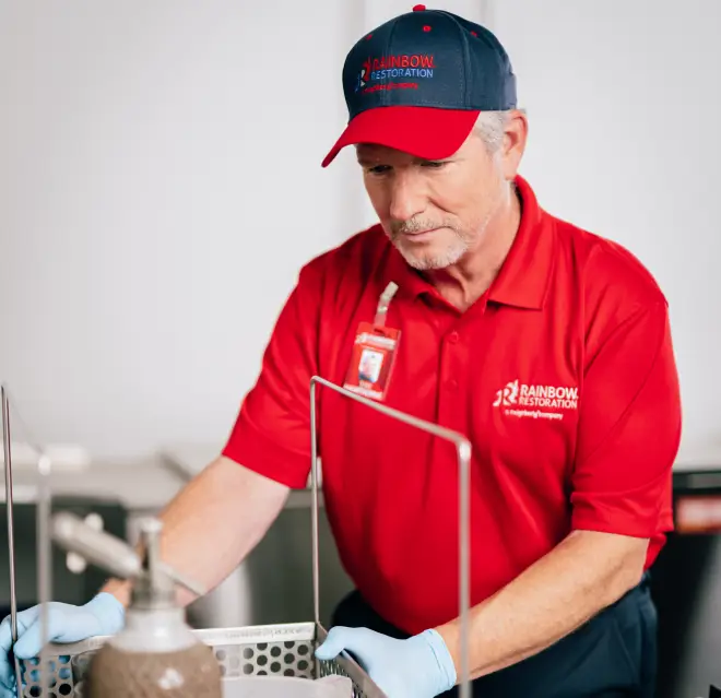 A Rainbow Restoration service professional at work.