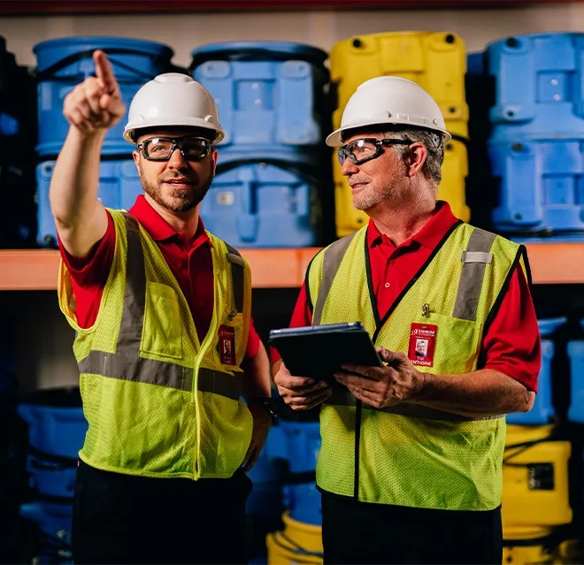Rainbow Restoration’s emergency response team gathers equipment for a water damage loss in Woodhaven, NY.