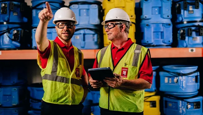 Rainbow Restoration of Dickinson’s emergency response team gathers equipment for a water damage loss in La Marque, TX.