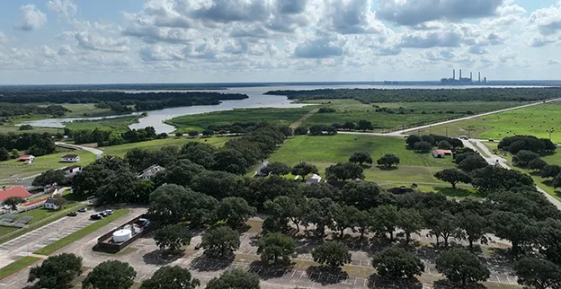Aerial view of Rosharon, TX.
