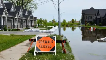 Water and sewage backup in a residential neighborhood