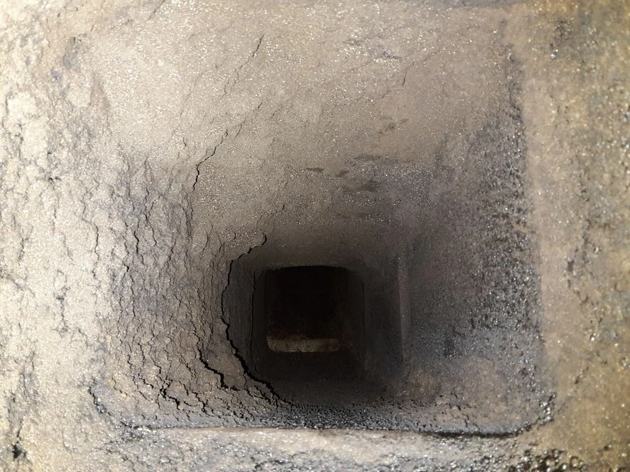 Creosote buildup in a residential chimney