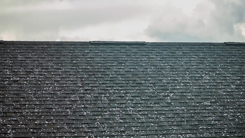 A hail-damaged roof